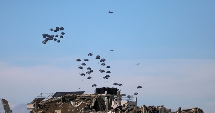 At least 5 killed in Gaza after airdrop aid parachutes fail to deploy – National