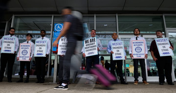 Flight cancellations grow as WestJet mechanics hit picket lines