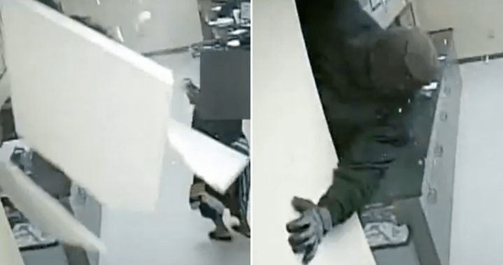 Robbers make off with US$150,000 after dropping through ceiling, video shows – National